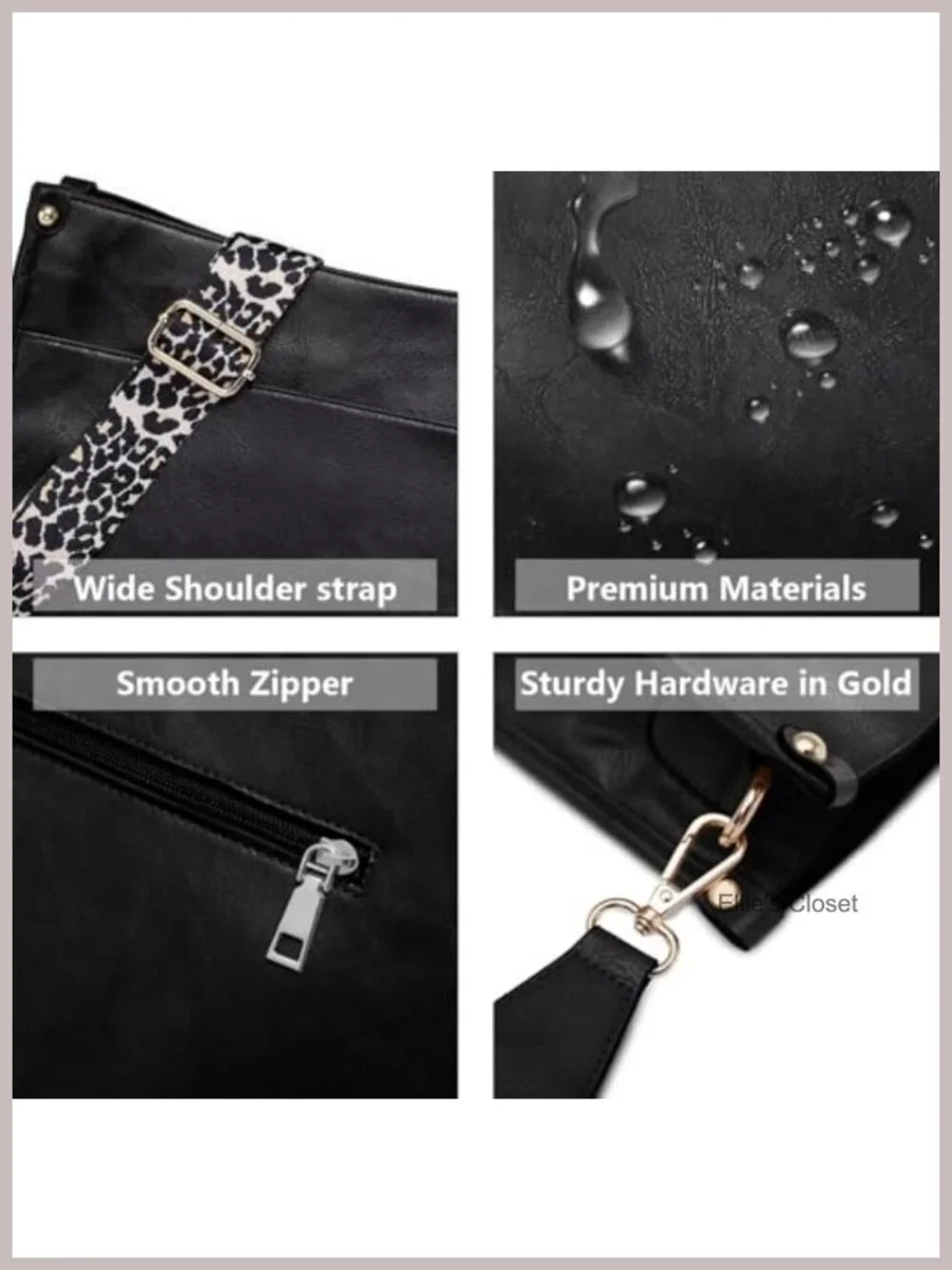 Vegan Leather Crossbody Bag with 2 Adjustable Guitar Straps, Hobo Purse